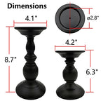 Pillar Candle Holders Stands Set of 2, Candle Holders for Pillar Candles Decorative Candlestick Holder for Fireplace, Home Decor, Dinning, Party, Wedding, Matte Black, 6.2" & 8.7" - size: Pillar Candle Holders 6.2" & 8.7"