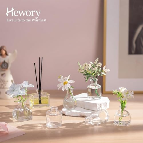 Hewory Mini Bud Vases for Centerpieces: 28pcs Small Glass Vase Bulk - Clear Tiny Vases for Wedding Baby Shower Birthday Party Events Table Decor