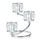 Metal 3 Arm Crystal Candle Holder - Tea Light Centerpiece Candle Holder, Votive Holder with Sparkling Crystal Bowl, Suitable for Wedding, Table Centerpiece, Home Decor (1, 3 arm-Silver) - size: 3 arm-Silver