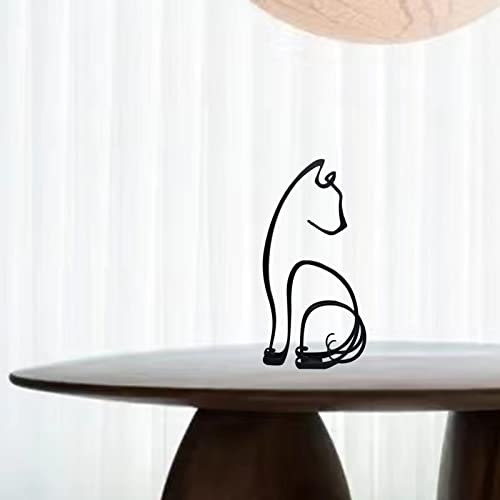 Cat Minimalist Art Sculpture, Personalized Metal Abstract Metal Line Crafts Creative Statue for Living Room, Home Office, Desk, Wall Decoration