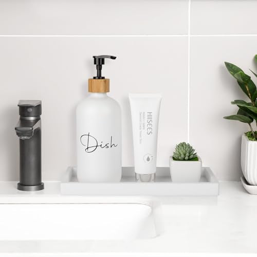 Bathroom Tray, Small Vanity Tray Silicone Soap Dish Sponge Holder Kitchen Sink Organizer Bathroom Accessories for Countertop, Toilet, Shower, Large, White - color: White, size: 9.8" x 4.7"