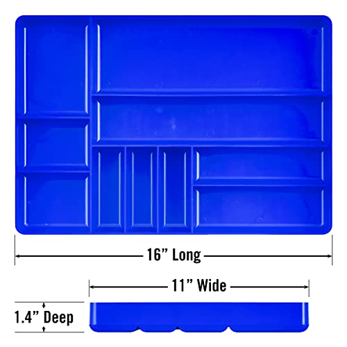 Ernst MFG 10 Compartment Drawer Organizer: Heavy Duty Stackable Tray for Automotive Garage Tool Organization - Low-Profile Toolbox Storage - Nuts and Bolts, Tools, Parts, Easy to Clean - Blue - color: Blue, size: 10-Compartments