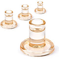 4PCS Amber Taper Candle Holders, Glass Crystal Candlestick Holders Bulk, Clear Candle Holders for Dining Table Centerpiece - color: Amber 4pcs