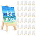 60 Pcs 5 Inch Mini Wood Display Easel, Small Wooden Easel Stand Art Craft Painting Triangle Stand Canvas Holder for Card Artist Photos Tabletop