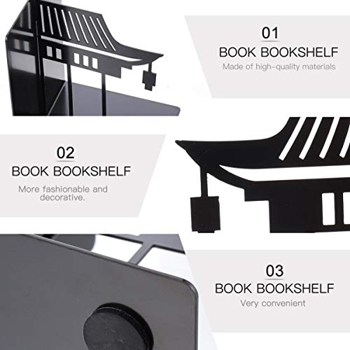 HEALLILY 1 Pair Chinese Bookends Ancient Asian Style Building Pattern Bookends Desktop Decorative Bookshelf Stationery Supplies for Children Adults