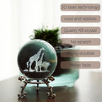 3D Laser Engraved Mom and Baby Giraffes Crystal Ball Paperweight Art Glass Animals Figurine Collectibles Glass Decorative Full Sphere with Stand Giraffe Gifts - color: Giraffe