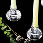 Low Glass Taper Candle Holders fit Candle Base Diameter 5/6-7/8 inch- Wedding Table Centerpiece Short Clear Candlestick Holders - Set of 6 - color: Clear