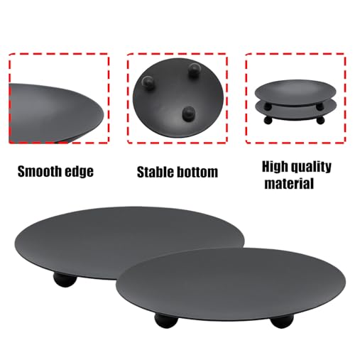 2Pcs Iron Plate Candle Holder Set - 3.54 Inch Decorative Pedestal Candles Stands for Home, Wedding, and Birthday Parties - Elegant Black Candle Holders for Stylish Décor - color: Black, size: Medium