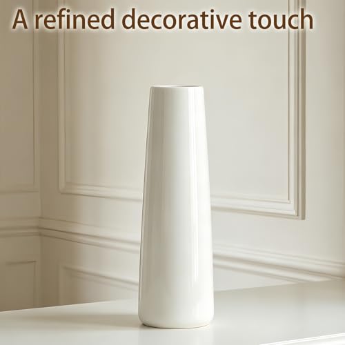 12 Inch White Vase Ceramic Flower Vase, Tall Vases for Pampas Grass, Home Decor, Modern Textured Vases for Living Room Decorations,Table Centerpieces,Shelf,Farmhouse Small Ceramic Vase - style: Shape 12