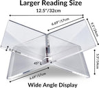 Honygebia Clear Acrylic Book Stands - Cross Frame Acrylic Book Holder, Open Bookstand for Display and Reading, Suitable for Art, Bible, Cookbook, Easel, Magazine, Textbooks 12.5" x 9.5" x 5.5" - color: Clear