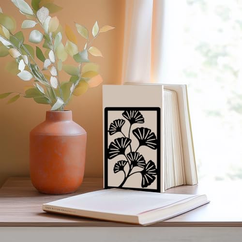 Decorative Bookends, 2 Pcs Ginkgo Leaf Desk Bookends Sturdy Metal Book Organizers for Home Office and Study Room - style: Ginkgo Leaf