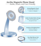 Aoviho Magnetic Phone Stand for Desk – 360° Rotating Aluminum Phone Holder, Stable Desk Stand for Office, Home & Kitchen, Compatible with iPhone 17 Pro Max 16–12 Series and MagSafe Cases, Sky Blue - color: Sky Blue