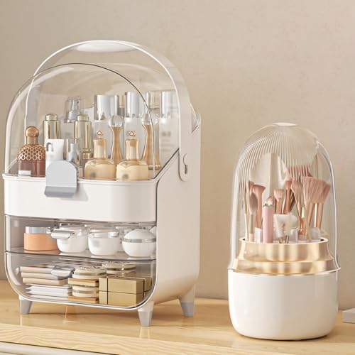 Makeup Organizer, Skincare Holder Bathroom Counter Organizer, Storage Box Cosmetic Display Cases, Teen Girl Gifts Trendy Stuff Make up Organizers for Vanity, Dresser, Countertop (Silver) - color: Silver