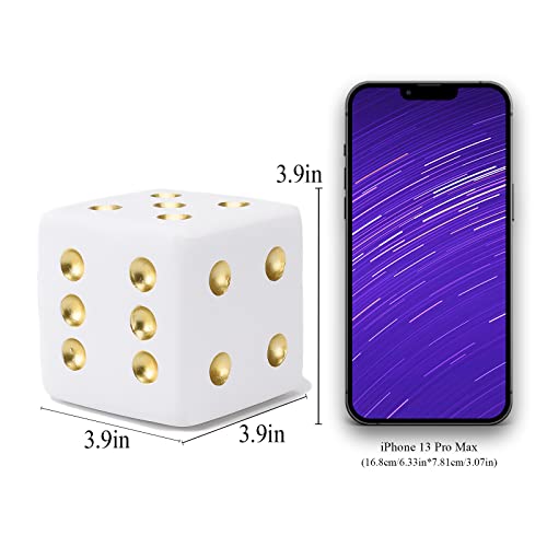 BRABUD Resin Jumbo Dice Decor White & Gold Dice Statue Living Room Bedroom Office Photographic Decoration 3.9'' TQGJBS376 - color: White, size: 3.9''