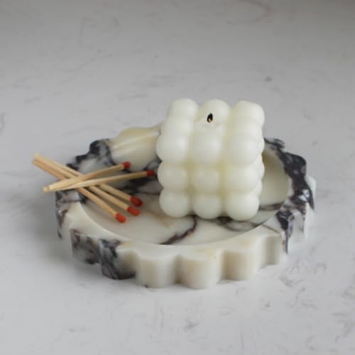 Natural Small Calacatta Viola Marble Scallop Edge Tray 6.3", Marble Jewelry Dish, Trinket Tray for Women Gift - color: Calacatta Viola