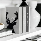 Peacoblue Metal Bookends for Shelves, Modern Decorative Heavy Duty Study Book Support Stoppers for Office, Desk, Shelf, Room 5.3"x4.3"x7.9" Cast Iron Simple Tall Bookends, 1 Pair (Deer Head) - style: Deer Head