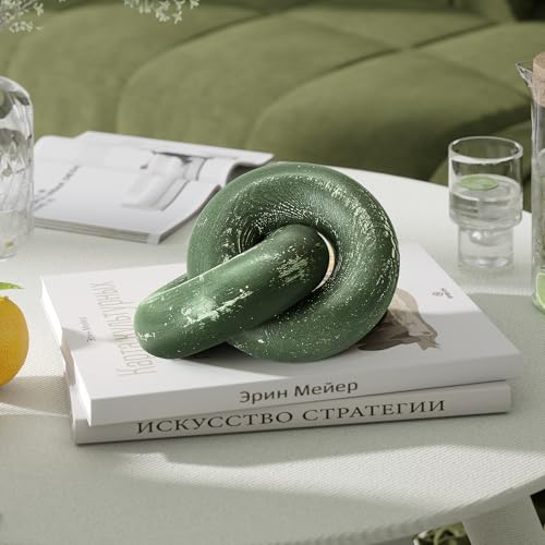 EOSAHR Rustic Decor Pine Wood Knot Wooden Chain Link Accent for Coffee Table, Office Decor & Dining Table Simple Modern Desk Decor for Warm Home Office (Green) - color: Green