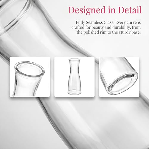 Set of 12 Glass Bud Vases, Clear Small Flower Vases for Centerpieces, 6 Oz Decorative Vase for Wedding, Birthday, Events, Dining Room