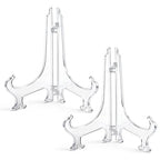 2 pcs 8" Clear Acrylic Display Stand/Plate Stands, Folding Display Plate Holder, Clear Acrylic Easel Stands for Home Office Tables Decoration