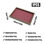 Wooden Valet Tray with Leather Base, EDC Catch All Tray Nightstand Entryway Table Vanity Organizer 11.8x7.9, Red - color: Red
