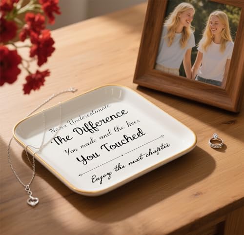 Retirement Gifts for Women - Enjoy the Next Chapter Jewelry Dish Trinket Tray for Friends Retired Women Teacher Nurse Doctor Boss Female Coworker Happy Retirement Gift - style: Enjoy the Next Chapter