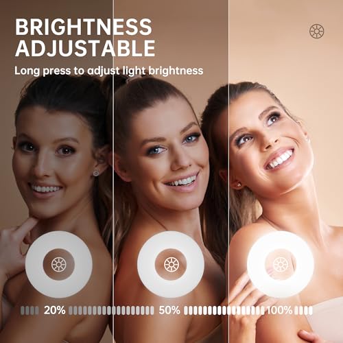 Hasipu Vanity Mirror with Lights and Bluetooth Speaker, 13.8"× 18" Arched LED Makeup Mirror, Lighted Makeup Mirror with Lights, Smart Touch Control Dimmable 3 Modes Light 360°Rotation White - size: 13.8"L x 18"W