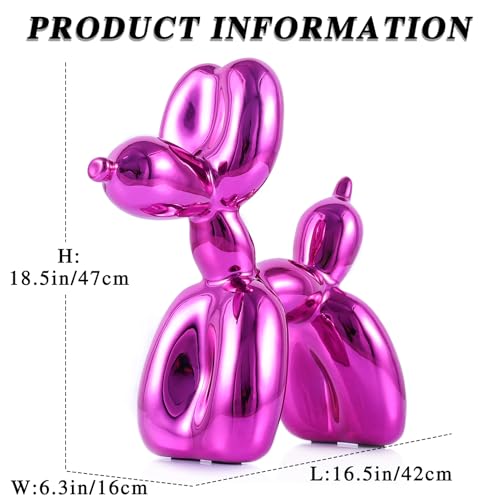 Red Balloon Dog Decor,Balloon Animal Decor,Shelf Decor Preppy Room Decor,Cute Statue Home Decor, Bedroom Modern Sculpture Desk Decor,Office Gold Decorations Small Figurines - color: Rose Red, size: 16.5*18.5*6.3inch