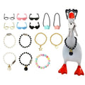 Desk Mini Goose Key Holder 7 Inch, Resin Magnetic Goose Statue with 15 Accessories, Cute Desktop Figurine Keychain Hanger, Home Office Table Bedroom Decor, Funny Housewarming Gift