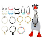 Desk Mini Goose Key Holder 7 Inch, Resin Magnetic Goose Statue with 15 Accessories, Cute Desktop Figurine Keychain Hanger, Home Office Table Bedroom Decor, Funny Housewarming Gift