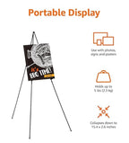 Amazon Basics Easel Display Stand, Instant Floor Poster, Lightweight, Collapsible and Portable with Tripod Base, Black Steel (supports 5 pounds) - size: 39.17"D x 43.5"W x 60.83"H