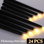Rossesay 24 Pcs Flameless LED Taper Candles Battery Operated Candles 8.58'', 9.69'', 10.98'', 12.91'', 12.8'' Flameless Candlesticks Flickering for Halloween Christmas Church Wedding(Black) - color: Black, size: 8.58'', 9.69'', 10.98'', 12.91'', 12.8'', s