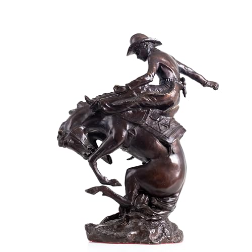 Bronze The Bronco Buster Sculpture by Frederic Remington - Classic Western Cowboy Taming Wild Horse Bronze Statue, Perfect for Art Collectors and Home Decor (Solid Copper Base) - color: 3-solid Copper Base