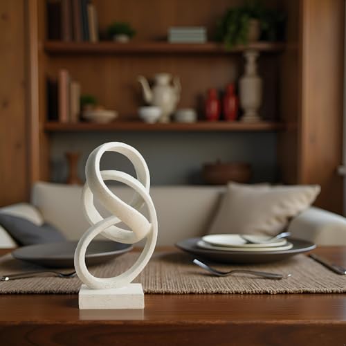 10" Modern Abstract Ribbon Decorative Sculpture, Knot Sculptures,Home Decor,Coffee Table Statues,Dining Living Room Desk Decor（White） - color: 10" Light Gray