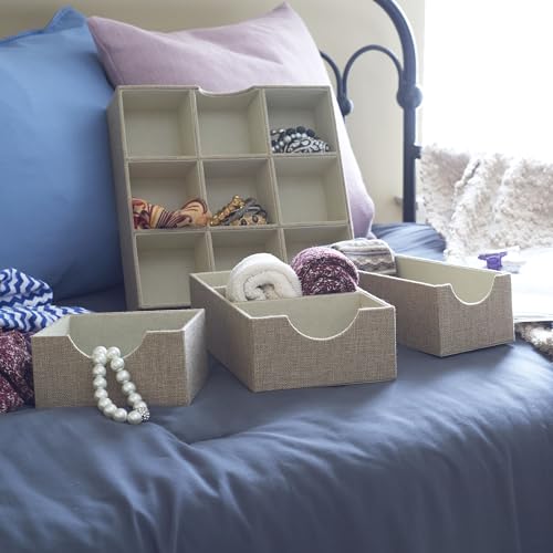 Household Essentials Brown 723-1 Deep 9 Section Drawer Organizer Box for Storage | 12 in x 12 in 3.13 - color: Latte