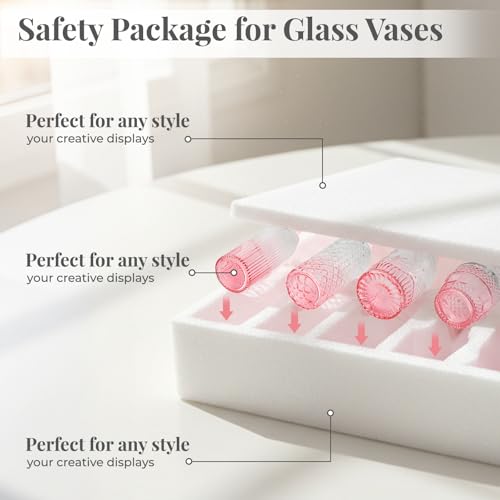 12 Pack Bud Vase in Bulk - BEAHOT Pink Flower Vases for Wedding Decorations, Glass Vase for Table Decorations, Small Vase for Home, Mother's Day, Centerpieces, Party, Office (Pink Gradient) - color: Pink-gradient