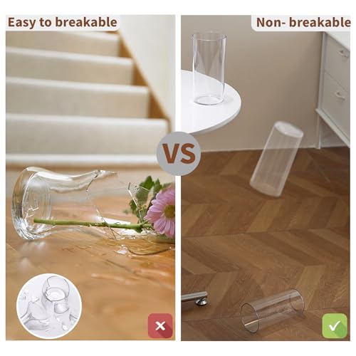 4 Pack Acrylic Cylinder Vases for Centerpieces,10 inch Tall Clear Flower Vases, Unbreakable Vases,Hurricane Candle Holders Floating Candle Vase for Wedding Dinner Table Party Living Room Decor - size: 4 Pack(4" W x 10" H)