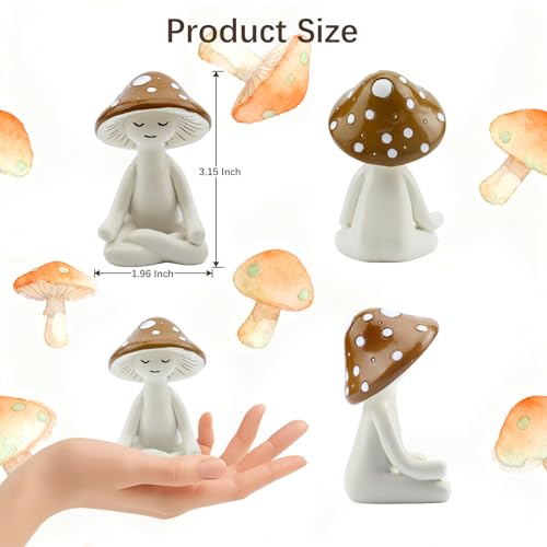 Meditation Mushroom Resin Statues – Cute Yoga Mushroom Figurines for Desk, Home, Office & Garden Decor – Zen Resin Sculptures for Living Room, Patio, Tabletop & Backyard (1 Pack, Mushroom) - size: 1 Pack