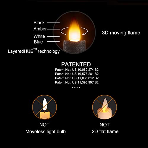 Flameless Taper Candles Flickering with Remote and Timer, 3D Moving Flame Taper Candle Battery Operated to 400 Hours, 9 Inch Window Candles, (Black) - color: Black