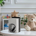 Peacoblue Metal Bookends for Shelves, Modern Decorative Heavy Duty Study Book Support Stoppers for Office, Desk, Shelf, Room 5.3"x4.3"x5.3" Cast Iron Tall Bookends, 1 Pair (Moon with Cat and Flower) - style: Moon with Cat and Flower