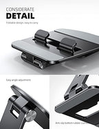Lamicall Adjustable Tablet Stand Holder - Foldable Phone Dock, 360°Rotating Desktop Tablet Mount Gifts, for 4.7-13" Tablets, iPad Pro 11, 12.9 Air Mini, Tabs, Kindle, iPhone Air 17 Pro Max, Black - color: Black
