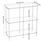 Acrylic Side Table Clear 3-Tier End Table for Living Room, Office, Hallway, Bedroom Small Bedside Table (8mm 31.7" high) - size: 8mm 31.7" high