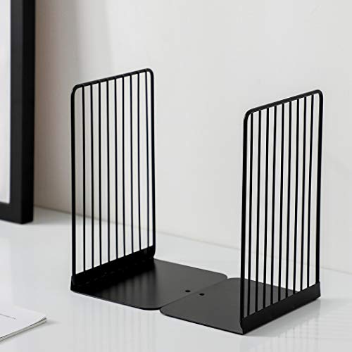 Minimalist Style Bookends Metal Adjustable Books Holder Stand Book Rack Desk Bookend - Beeline, Black - color: Beeline, Black