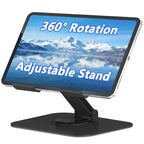 Metal Tablet Stand, Adjustable 360° Rotation Tablet Holder Compatible with 4-13" Tablet Such as iPad Pro Air, iPad mini, Tab S11 10, Surface Pro 12 (Black) - color: Black