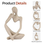 1PC Abstract Thinker Sculpture Statue, Sandstone Resin Art Figurine for Home Office Bookshelf Desktop Decor, Small Sandstone, Left