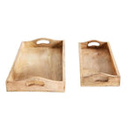 Creative Co-Op Rectangle Mango Wood Trays (Set of 2 Sizes) - style: Tray Set