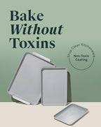 Caraway Non-Stick Ceramic Baking Sheet Trio - Naturally Slick Ceramic Coating - Non-Toxic, PTFE & PFOA Free - 18 x 13" Large, 15 x 10" Medium, & 9" x 13" Small - Gray - color: Gray, size: Baking Sheet Trio