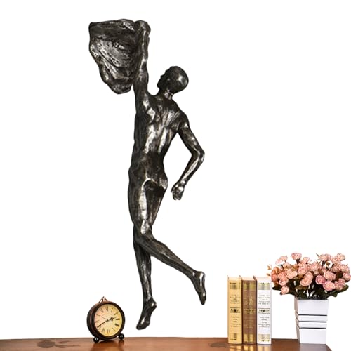 Climbing Man Wall Sculpture – Resin Decor Figure, Modern Art Accent, Black Home Ornament | Unique 3D Hanging Statue Piece, Artistic Abstract Wall Decoration Setup Living Room Bedroom Workplace Design - size: handed rock climbing, style: Silver