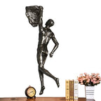 Climbing Man Wall Sculpture – Resin Decor Figure, Modern Art Accent, Black Home Ornament | Unique 3D Hanging Statue Piece, Artistic Abstract Wall Decoration Setup Living Room Bedroom Workplace Design - size: handed rock climbing, style: Silver