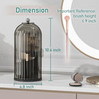 GAXmi Makeup Brush Holder with Lid Cosmetic Tools Organizer 360 Rotating Waterproof Dustproof Beauty Brushes Storage for Vanity, Black-Grey - color: Black-Grey