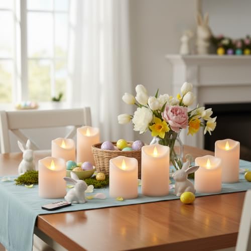 Artmarry Flameless Candles 4" 5" 6" Outdoor Indoor Pillars Battery Operated Flickering Candles Include 8-Key Remote Timer 400+ Hours by 2 AA Batteries (White Candle - Warm Light, 6 Pack) - color: White Candle - Warm light, size: 3"D x 4"|5"|6" H - 6 Pack
